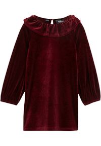 bonprix - Sukienka aksamitna dziewczęca z falbanami. Kolor: czerwony #1