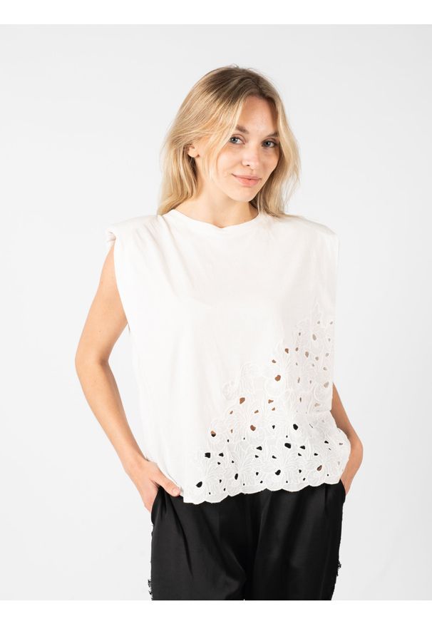 Pinko T-shirt "Acqua" | 1G17LH Y7YV | Kobieta | Biały. Kolor: biały. Materiał: bawełna. Wzór: ażurowy