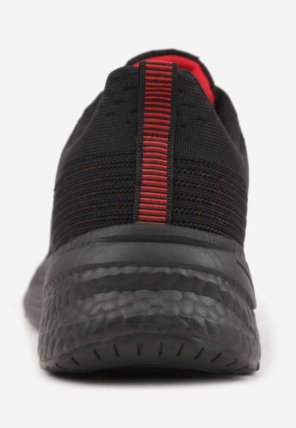 Born2be - Czarno-Czerwone Buty Sportowe Sneakersy na Tłoczonej Podeszwie z Napisem Hesehe. Okazja: na co dzień. Kolor: czarny. Materiał: jeans. Wzór: napisy