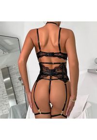 Intica - Komplet bielizny koronkowej z ozdobą na szyję na romantyczne wieczory Nunuta. Kolor: czarny. Materiał: koronka. Wzór: aplikacja #8