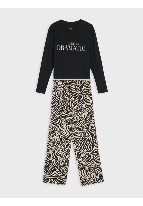 Sinsay - Bawełniana piżama dwuczęściowa - czarny. Kolor: czarny. Materiał: bawełna
