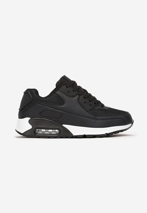 Renee - Czarno-Białe Sznurowane Sneakersy na Grubej Podeszwie Sayre. Wysokość cholewki: przed kostkę. Kolor: czarny. Szerokość cholewki: normalna