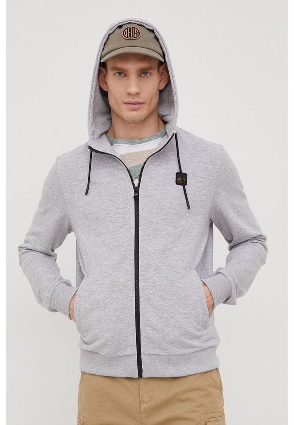 Refrigiwear - RefrigiWear bluza męska kolor szary z kapturem gładka. Okazja: na co dzień. Typ kołnierza: kaptur. Kolor: szary. Materiał: dzianina. Wzór: gładki. Styl: casual