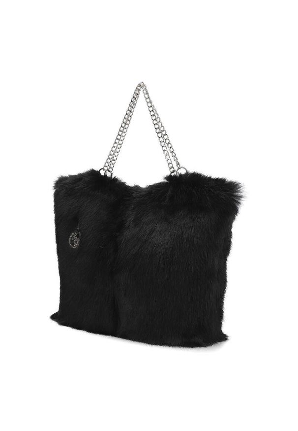 Czarna Torebka Damska Luka-Pelli Z Naturalnym Futrem Z Królika. Kolor: czarny. Materiał: futrzane. Styl: elegancki, casual