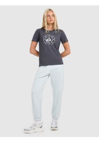 4f - 4F T-shirt regular z nadrukiem damski - szary XXL. Okazja: na co dzień. Kolor: szary. Materiał: dzianina, bawełna. Długość rękawa: krótki rękaw. Długość: krótkie. Wzór: nadruk. Styl: casual #2