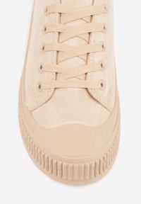 Born2be - Beżowe Trampki z Imitacji Zamszu z Nieregularną Podeszwą ze Żłobieniami Naranatea. Okazja: na co dzień, na randkę. Kolor: beżowy. Materiał: zamsz. Szerokość cholewki: normalna. Styl: casual #2