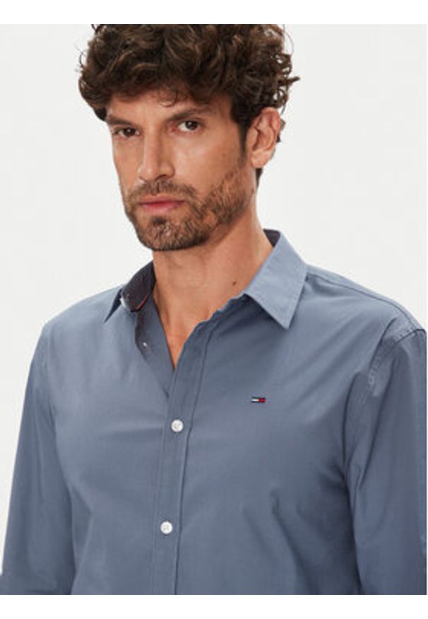 Tommy Jeans Koszula Original DM0DM04405 Niebieski Slim Fit. Kolor: niebieski. Materiał: bawełna