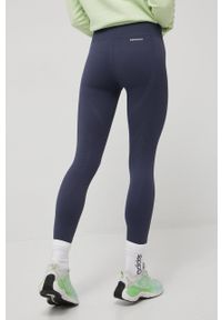 Adidas - adidas legginsy treningowe HE2961 damskie kolor granatowy gładkie. Kolor: niebieski. Materiał: poliester, skóra, materiał. Wzór: gładki. Sport: fitness #2