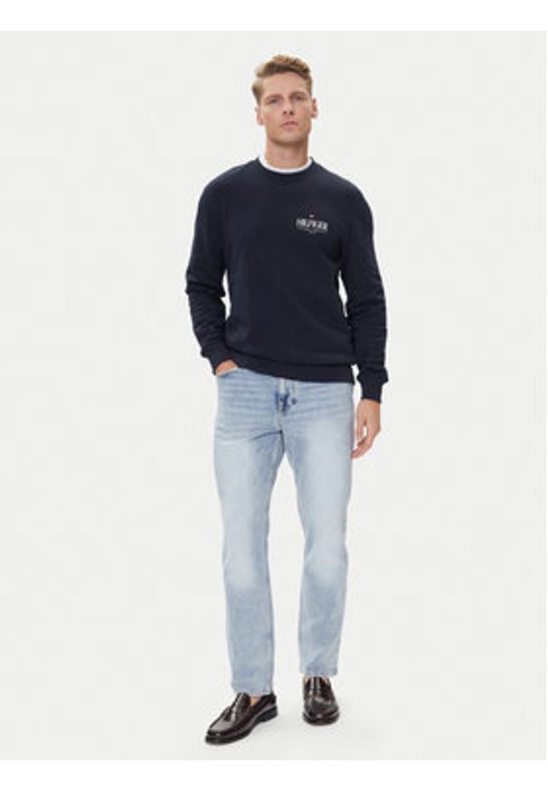 TOMMY HILFIGER - Tommy Hilfiger Bluza Stacked MW0MW39376 Granatowy Regular Fit. Kolor: niebieski. Materiał: bawełna