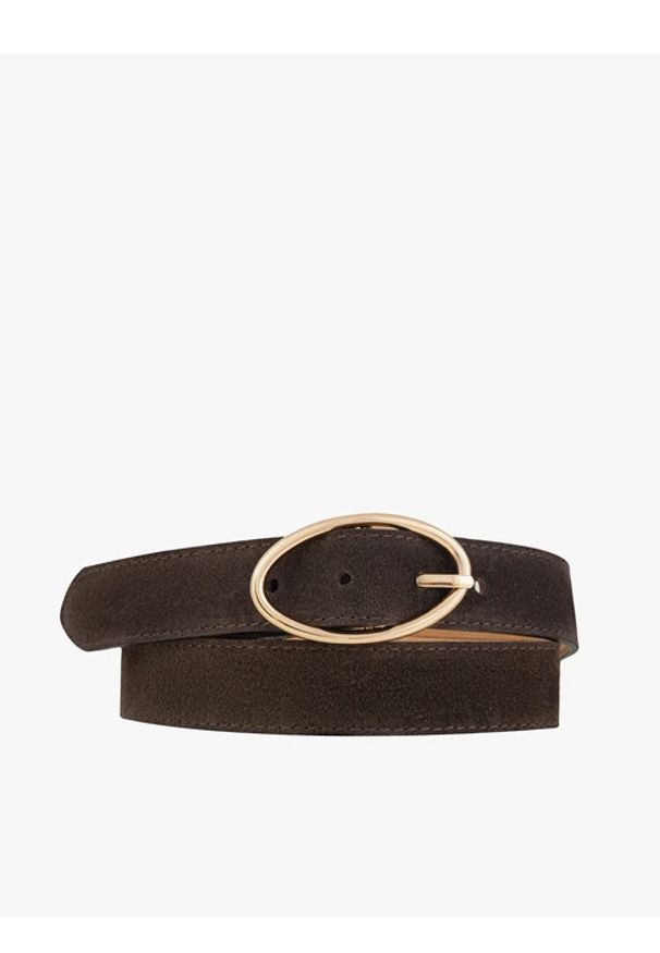 Ryłko - Brązowy pasek ze skóry welurowej. Kolor: brązowy. Materiał: welur, skóra