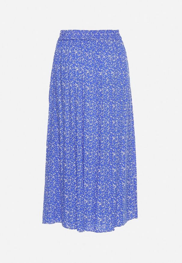 Born2be - Niebieska Wiskozowa Spódnica Maxi w Kwiatowy Print Rozkloszowana Verdandi. Kolor: niebieski. Materiał: wiskoza. Wzór: kwiaty, nadruk
