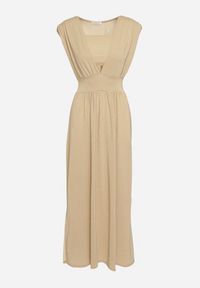 Born2be - Jasnożółta Rozkloszowana Sukienka z Gumką w Talii Zdobiona Metaliczną Nicią Fagelia. Okazja: na co dzień. Kolor: żółty. Długość rękawa: krótki rękaw. Wzór: aplikacja. Typ sukienki: proste. Styl: casual, glamour #3