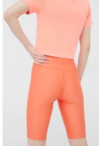 P.E Nation szorty treningowe Scoreline damskie kolor pomarańczowy gładkie high waist. Stan: podwyższony. Kolor: pomarańczowy. Materiał: poliester, skóra, dzianina. Wzór: gładki #4