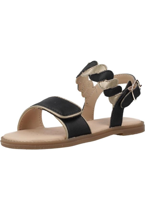 Geox - Sandały GEOX J SANDAL KARLY GIRL Czarny. Kolor: czarny. Materiał: skóra, syntetyk. Sezon: lato