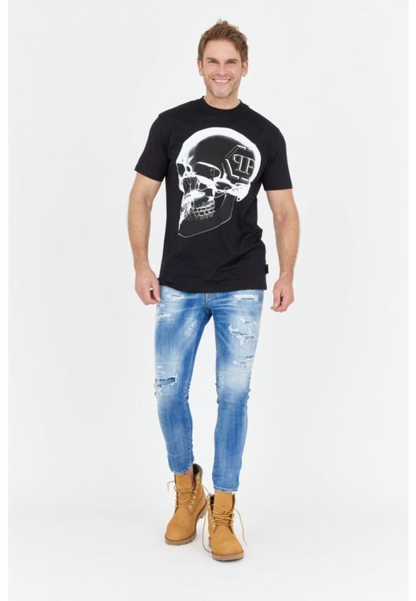 Philipp Plein - PHILIPP PLEIN Czarny t-shirt męski x-ray skull. Kolor: czarny