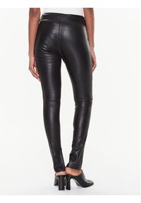 Calvin Klein Spodnie skórzane K20K205363 Czarny Slim Fit. Kolor: czarny. Materiał: skóra