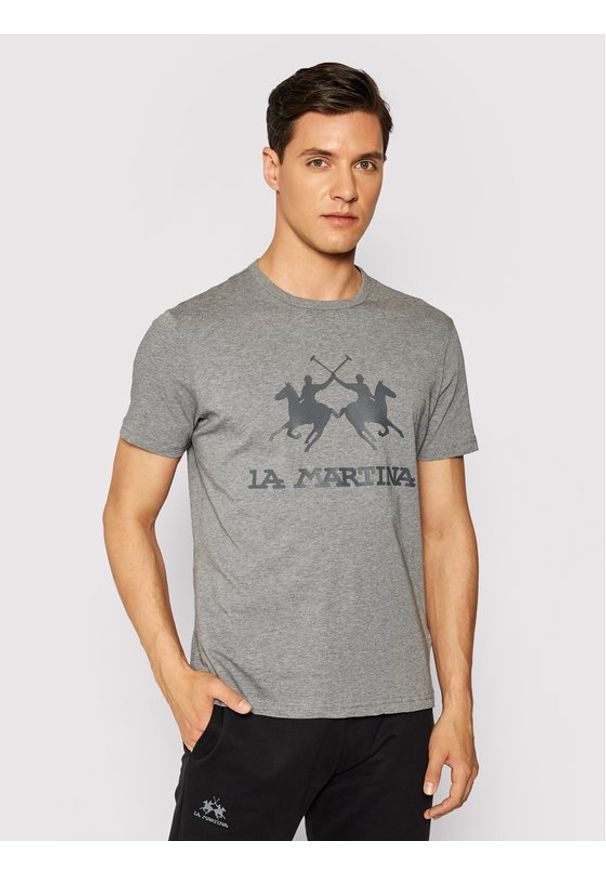 La Martina T-Shirt CCMR01 JS206 Szary Regular Fit. Kolor: szary. Materiał: bawełna