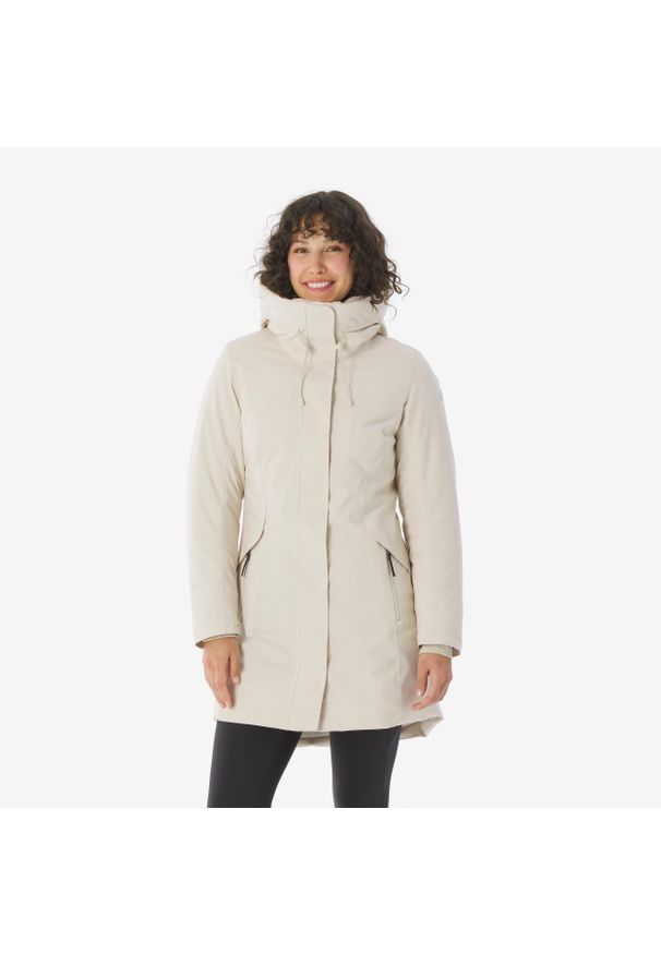 quechua - Kurtka turystyczna damska zimowa Quechua NH500 Warm -10°C wodoodporna. Okazja: na co dzień. Kolor: beżowy, wielokolorowy, biały. Sezon: zima. Styl: casual, sportowy