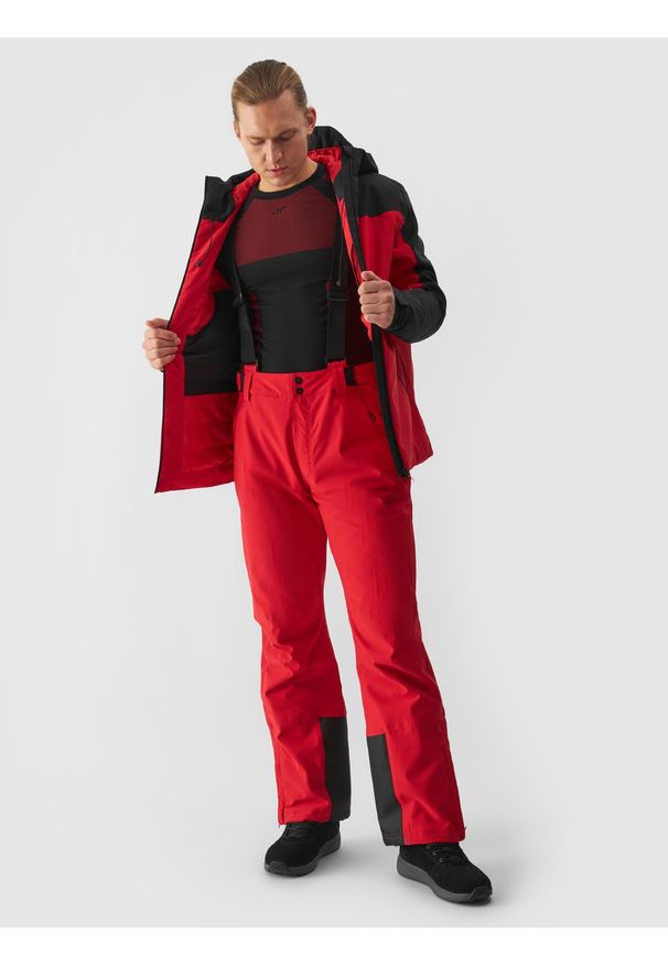 4f - 4F Kurtka narciarska membrana 5000 męska - czerwona M. Okazja: na co dzień. Typ kołnierza: kaptur. Kolor: czerwony. Materiał: poliester, syntetyk, materiał, puch. Długość: długie. Sezon: zima. Styl: klasyczny, casual, sportowy