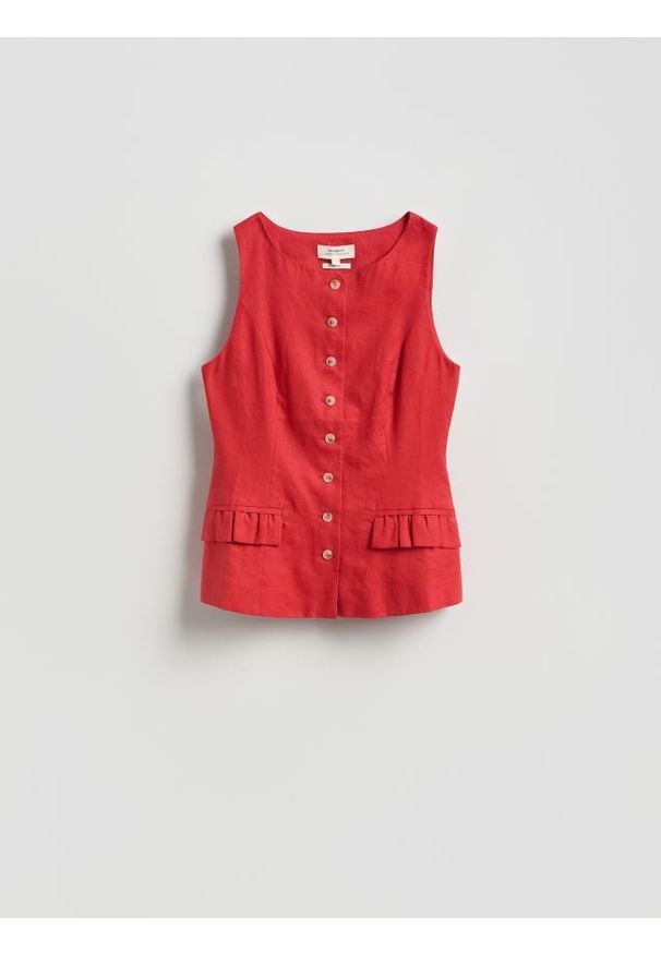 Reserved - Lniana kamizelka - czerwony. Kolor: czerwony. Materiał: len