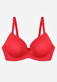 Born2be - Czerwony Klasyczny Biustonosz o Gładkim Wykończeniu z Kokardką Adothyia. Kolor: czerwony. Wzór: gładki #6