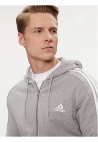 Adidas - adidas Bluza Essentials French Terry 3-Stripes Full-Zip Hoodie IC9833 Szary Regular Fit. Kolor: szary. Materiał: bawełna #5