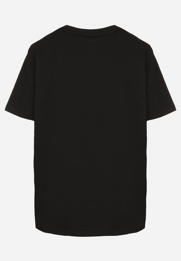 Born2be - Czarny Bawełniany T-shirt z Odpinanym Łańcuszkiem Imitującym Naszyjnik Mohna. Okazja: na co dzień. Kolor: czarny. Materiał: bawełna. Wzór: aplikacja. Sezon: wiosna, lato. Styl: casual, elegancki