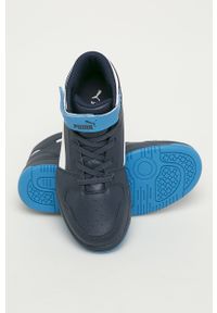 Puma - Buty dziecięce Rebound Layup SL. Nosek buta: okrągły. Zapięcie: rzepy. Kolor: niebieski. Materiał: syntetyk, materiał, skóra ekologiczna. Szerokość cholewki: normalna #5