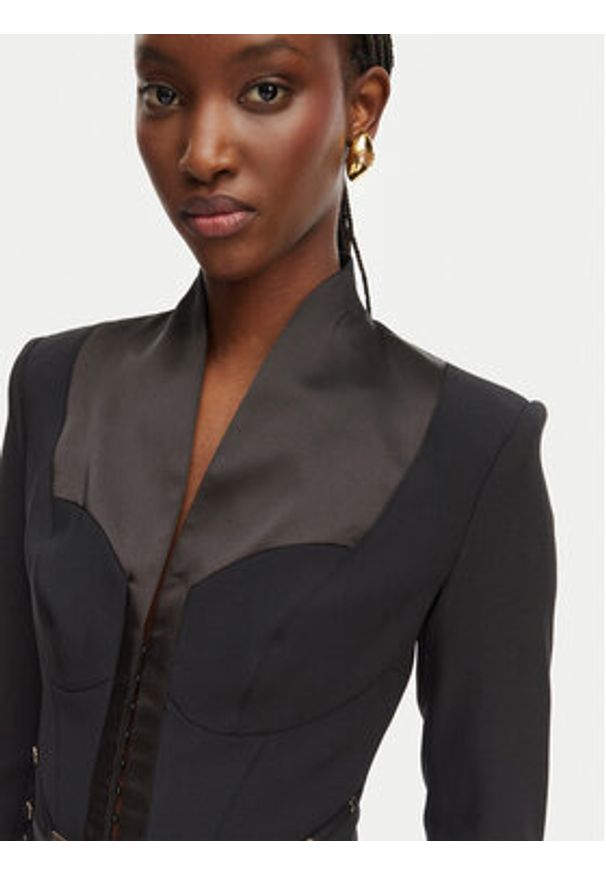 Elisabetta Franchi Marynarka GI-202-61E2-V590 Czarny Regular Fit. Kolor: czarny. Materiał: syntetyk