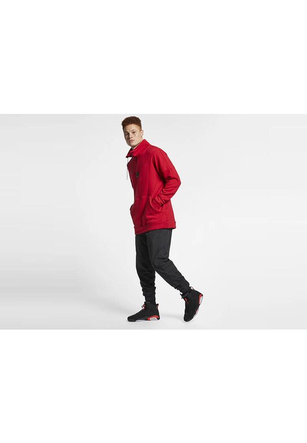 Nike - Bluza męska nike air jordan flight loop 1/4 zip gym red. Kolor: czerwony. Sport: bieganie