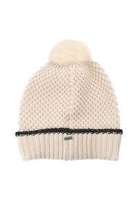 Biała Modna Damska Czapka Anekke. Kolor: biały. Materiał: materiał. Wzór: haft. Sezon: zima. Styl: elegancki, casual #5