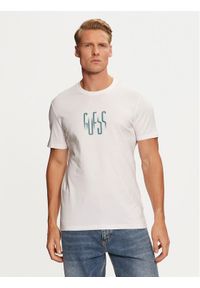 Guess T-Shirt M4BI33 J1314 Biały Slim Fit. Kolor: biały. Materiał: bawełna