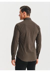 Pako Lorente - PAKO LORENTE – Brązowa koszula we wzór. Kolor: brązowy. Materiał: elastan, bawełna. Długość rękawa: długi rękaw. Długość: długie. Wzór: geometria #8