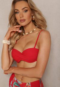 Renee - Czerwone Bikini Dwuczęściowe Usztywniony Biustonosz i Figi z Wzorem Quetella. Kolor: czerwony