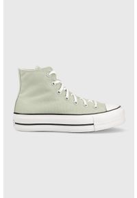 Converse trampki Chuck Taylor All Star Lift HI damskie kolor zielony A03541C. Nosek buta: okrągły. Zapięcie: sznurówki. Kolor: zielony. Szerokość cholewki: normalna. Styl: klasyczny #1