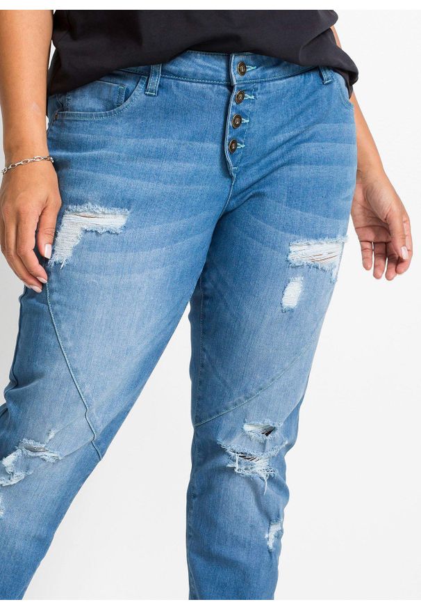 bonprix - Dżinsy boyfriend, średni stan. Kolor: niebieski