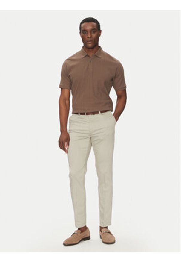 BOSS Spodnie materiałowe P-Kaiton1 50538828 Beżowy Slim Fit. Kolor: beżowy. Materiał: syntetyk, bawełna