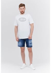 Diesel - DIESEL Biały t-shirt męski z wytłaczanym logo, Rozmiar L. Kolor: biały. Materiał: prążkowany #3