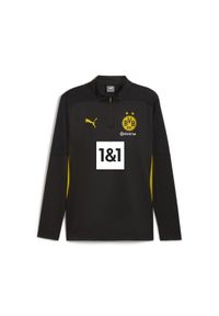 Puma - Męska bluza treningowa z zamkiem 1/4 Borussia Dortmund PUMA Black Faster Yellow. Kolor: czarny, żółty, wielokolorowy. Sport: fitness