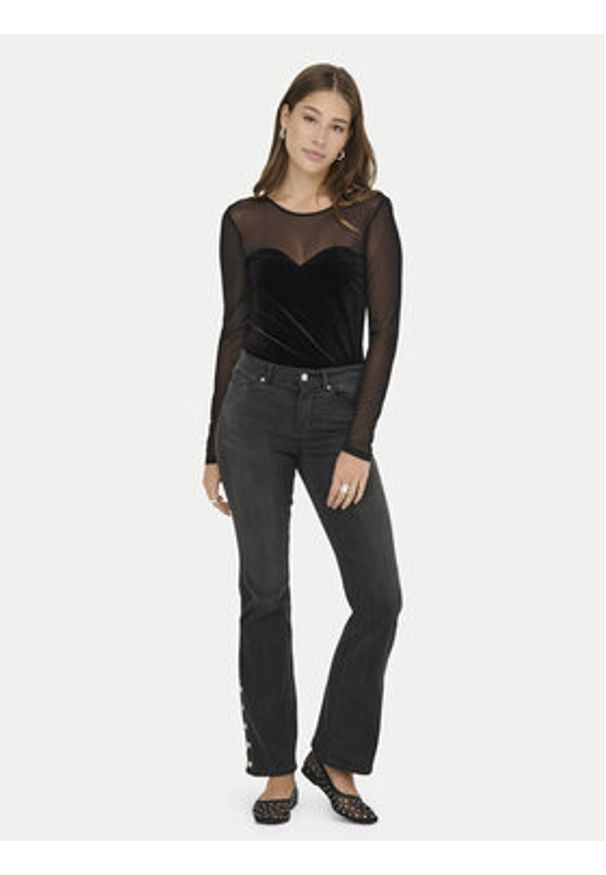 only - ONLY Bluzka Smooth 15360668 Czarny Slim Fit. Kolor: czarny. Materiał: syntetyk