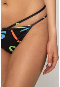 MOSCHINO Czarny dół od bikini w neonowe litery, Rozmiar XS. Kolor: czarny
