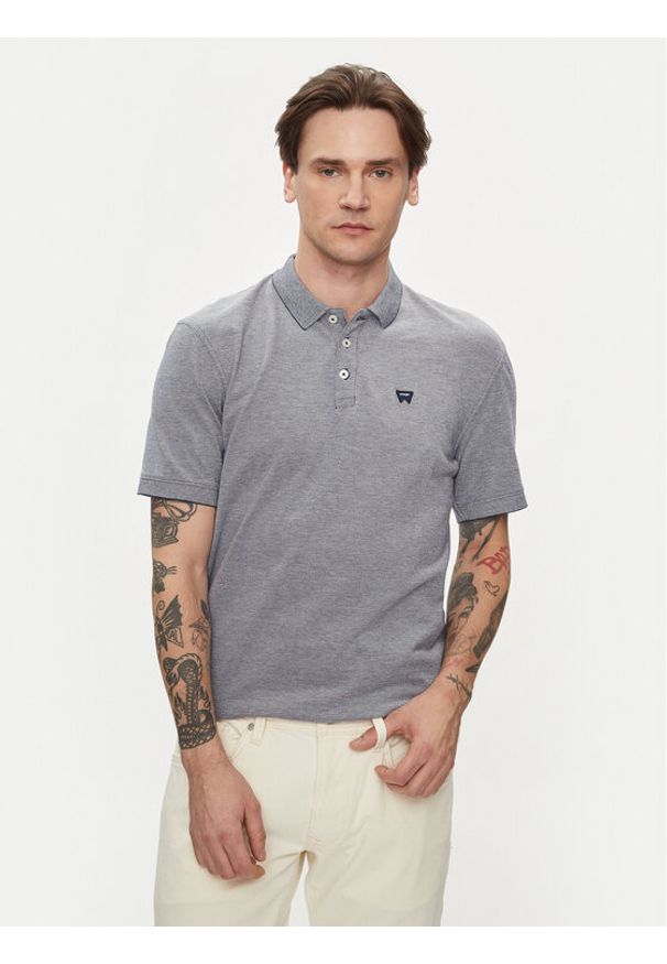 Wrangler Polo Refined 112350390 Niebieski Regular Fit. Typ kołnierza: polo. Kolor: niebieski. Materiał: bawełna