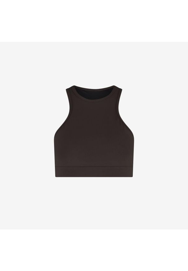 WALLIEN - Damski bikini top racerfront wiązany do pływania & surfingu - Brązowy. Kolor: brązowy