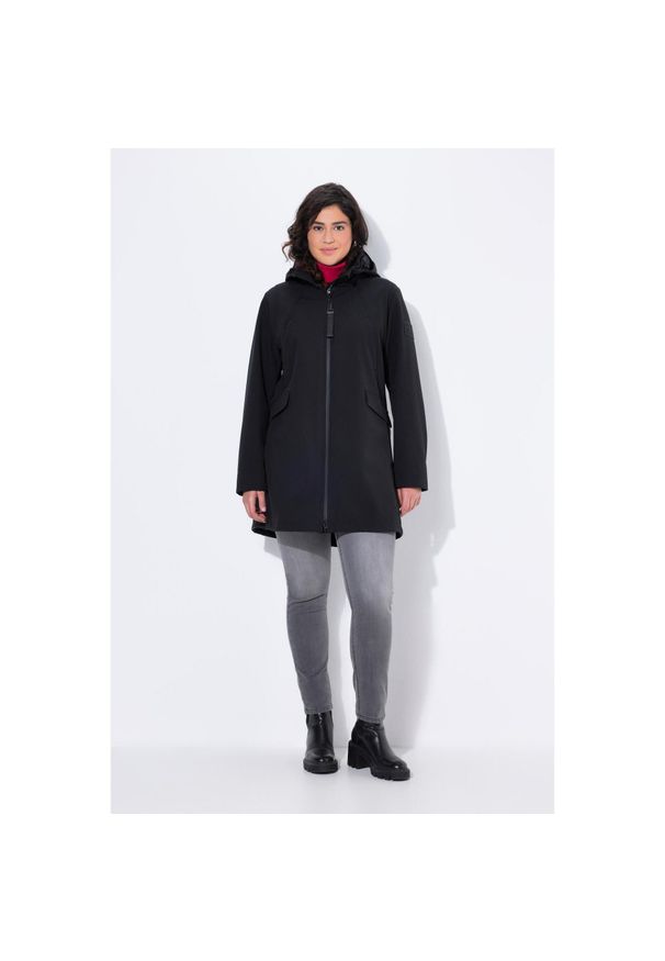 ULLA POPKEN - Damskie Kurtka softshellowa HYPRAR hydrofobowa kaptur. Kolekcja: plus size. Kolor: czarny. Materiał: poliester, materiał. Sport: turystyka piesza