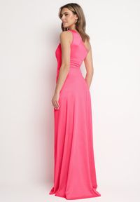 Born2be - Różowa Sukienka na Jedno Ramię z Marszczeniem i Rozcięciem Talirisa. Okazja: na ślub cywilny, na wesele, na imprezę. Kolor: różowy. Typ sukienki: asymetryczne. Styl: elegancki, klasyczny #5