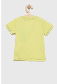 Guess t-shirt bawełniany dziecięcy kolor zielony wzorzysty. Okazja: na co dzień. Kolor: zielony. Materiał: bawełna. Wzór: haft. Styl: casual #2