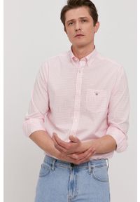 GANT - Gant koszula bawełniana 3046700 męska kolor różowy regular z kołnierzykiem button-down. Okazja: na co dzień. Typ kołnierza: button down. Kolor: różowy. Materiał: tkanina, bawełna. Długość rękawa: długi rękaw. Długość: długie. Styl: casual #2