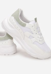 Renee - Biało-Miętowe Sneakersy Lythienne. Wysokość cholewki: przed kostkę. Nosek buta: okrągły. Kolor: biały. Materiał: materiał. Szerokość cholewki: normalna #6