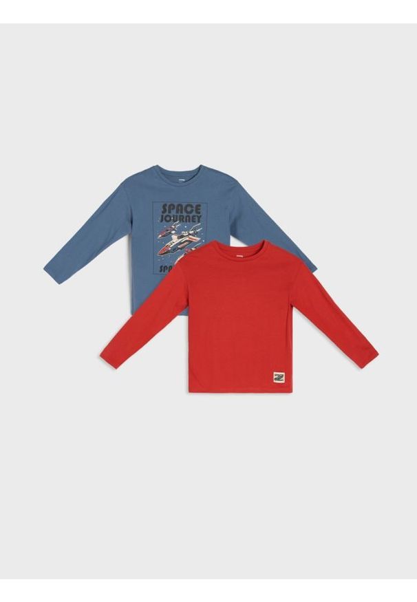 Sinsay - Koszulki z długimi rękawami 2 pack - szary. Kolor: szary. Długość rękawa: długi rękaw. Długość: długie