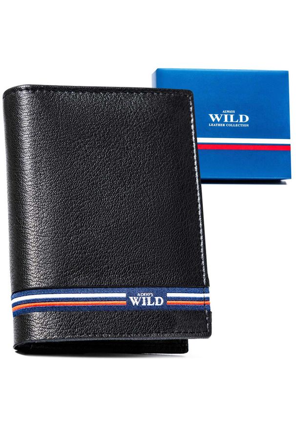 ALWAYS WILD - Portfel męski Always Wild N4-GV czarny. Kolor: czarny. Materiał: skóra